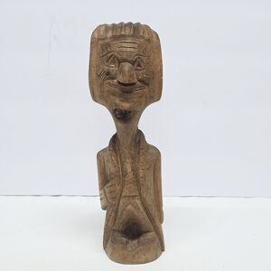 Vintage Folk Art Papa Legba Voodoo Man In A Suit Wood Carved Figurine New Orlean